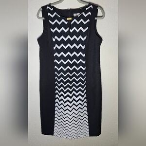 Emma Michele Women's Dress sz 10 Black & White Chevron Sleevless Dress